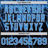 Custom Black Electric Blue-White Distressed Scratch Brush Stroke Authentic Baseball Jersey