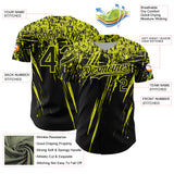 Custom Black Neon Yellow Distressed Scratch Brush Stroke Authentic Baseball Jersey