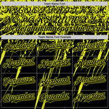 Custom Black Neon Yellow Distressed Scratch Brush Stroke Authentic Baseball Jersey