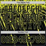 Custom Black Neon Yellow Distressed Scratch Brush Stroke Authentic Baseball Jersey