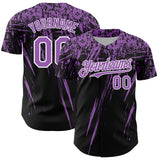 Custom Black Medium Purple-White Distressed Scratch Brush Stroke Authentic Baseball Jersey