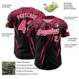 Custom Black Neon Pink-White Distressed Scratch Brush Stroke Authentic Baseball Jersey