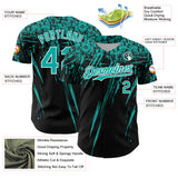 Custom Black Aqua-White Distressed Scratch Brush Stroke Authentic Baseball Jersey