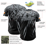 Custom Black Silver Distressed Scratch Brush Stroke Authentic Baseball Jersey