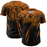 Custom Black Bay Orange Distressed Scratch Brush Stroke Authentic Baseball Jersey