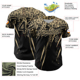Custom Black Vegas Gold Distressed Scratch Brush Stroke Authentic Baseball Jersey