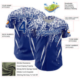Custom Royal White Distressed Scratch Brush Stroke Authentic Baseball Jersey