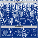 Custom Royal White Distressed Scratch Brush Stroke Authentic Baseball Jersey