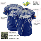 Custom Royal Gray-White Distressed Scratch Brush Stroke Authentic Baseball Jersey