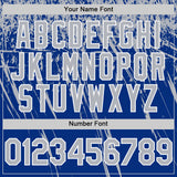 Custom Royal Gray-White Distressed Scratch Brush Stroke Authentic Baseball Jersey