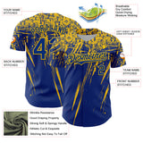 Custom Royal Yellow Distressed Scratch Brush Stroke Authentic Baseball Jersey