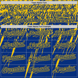 Custom Royal Yellow Distressed Scratch Brush Stroke Authentic Baseball Jersey