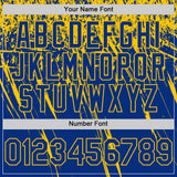 Custom Royal Yellow Distressed Scratch Brush Stroke Authentic Baseball Jersey
