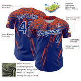 Custom Royal Orange-White Distressed Scratch Brush Stroke Authentic Baseball Jersey