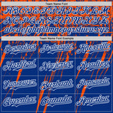 Custom Royal Orange-White Distressed Scratch Brush Stroke Authentic Baseball Jersey