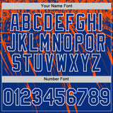 Custom Royal Orange-White Distressed Scratch Brush Stroke Authentic Baseball Jersey