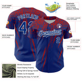 Custom Royal Red-White Distressed Scratch Brush Stroke Authentic Baseball Jersey