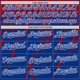 Custom Royal Red-White Distressed Scratch Brush Stroke Authentic Baseball Jersey