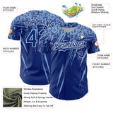 Custom Royal Light Blue-White Distressed Scratch Brush Stroke Authentic Baseball Jersey