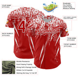 Custom Red White Distressed Scratch Brush Stroke Authentic Baseball Jersey