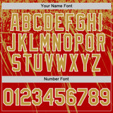 Custom Red Old Gold-White Distressed Scratch Brush Stroke Authentic Baseball Jersey