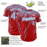 Custom Red Light Blue-White Distressed Scratch Brush Stroke Authentic Baseball Jersey