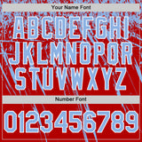 Custom Red Light Blue-White Distressed Scratch Brush Stroke Authentic Baseball Jersey