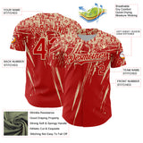 Custom Red Cream Distressed Scratch Brush Stroke Authentic Baseball Jersey
