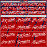 Custom Red Navy-White Distressed Scratch Brush Stroke Authentic Baseball Jersey