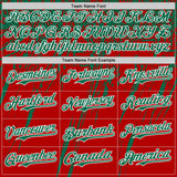 Custom Red Kelly Green-White Distressed Scratch Brush Stroke Authentic Baseball Jersey