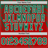 Custom Red Kelly Green-White Distressed Scratch Brush Stroke Authentic Baseball Jersey