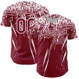 Custom Crimson White Distressed Scratch Brush Stroke Authentic Baseball Jersey
