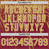 Custom Crimson Old Gold-White Distressed Scratch Brush Stroke Authentic Baseball Jersey
