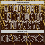 Custom Brown Old Gold-White Distressed Scratch Brush Stroke Authentic Baseball Jersey