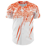 Custom White Orange Distressed Scratch Brush Stroke Authentic Baseball Jersey