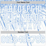 Custom White Light Blue Distressed Scratch Brush Stroke Authentic Baseball Jersey