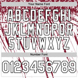 Custom White Crimson-Black Distressed Scratch Brush Stroke Authentic Baseball Jersey