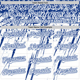 Custom White Royal Distressed Scratch Brush Stroke Authentic Baseball Jersey