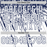 Custom White Navy Distressed Scratch Brush Stroke Authentic Baseball Jersey