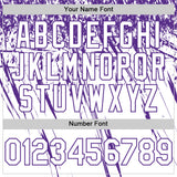 Custom White Purple Distressed Scratch Brush Stroke Authentic Baseball Jersey