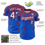 Custom Thunder Blue White-Red Distressed Scratch Brush Stroke Authentic Baseball Jersey