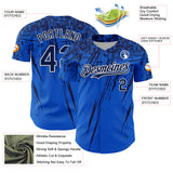 Custom Thunder Blue Navy-White Distressed Scratch Brush Stroke Authentic Baseball Jersey