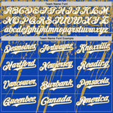 Custom Thunder Blue White-Old Gold Distressed Scratch Brush Stroke Authentic Baseball Jersey