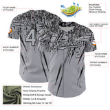 Custom Gray Black Distressed Scratch Brush Stroke Authentic Baseball Jersey