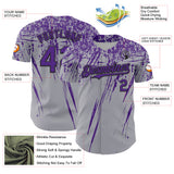 Custom Gray Purple-Black Distressed Scratch Brush Stroke Authentic Baseball Jersey