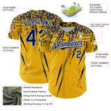 Custom Gold Navy-White Distressed Scratch Brush Stroke Authentic Baseball Jersey