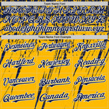 Custom Gold Navy-White Distressed Scratch Brush Stroke Authentic Baseball Jersey