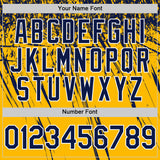 Custom Gold Navy-White Distressed Scratch Brush Stroke Authentic Baseball Jersey