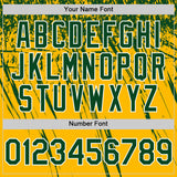 Custom Gold Green-White Distressed Scratch Brush Stroke Authentic Baseball Jersey