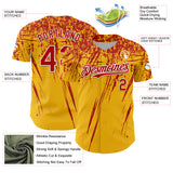 Custom Gold Red-White Distressed Scratch Brush Stroke Authentic Baseball Jersey